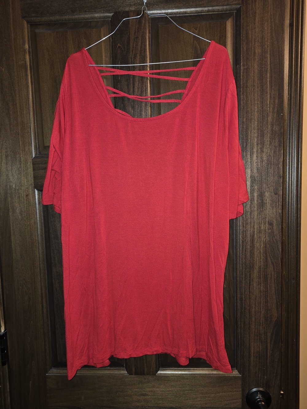 torrid Red Scoop Neck Short Sleeve Top with Strappy Back